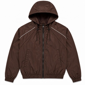 Brown Hooded Breathable Lightweight Summer Tracksuit Zip Jacket <b>Shorts</b> Set Contrast Stripe Sportswear Streetwear <b>Lounge</b> Outfit - Product Image 3