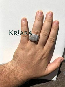 Bague pour homme en argent 925 plaqué or blanc avec diamants de laboratoire couleur D, style hip-hop, design carré, pour usage quotidien - Product Image 1