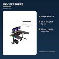 Bureau de jeu électrique RGB réglable en hauteur avec préréglages de mémoire pour l'e-sport et le télétravail
