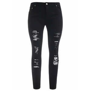 Jean en denim stretch taille mi-haute pour femme, coupe crayon, grande taille, style décontracté, imprimé léopard, avec ceinture, tendance et très demandé - Product Image 5