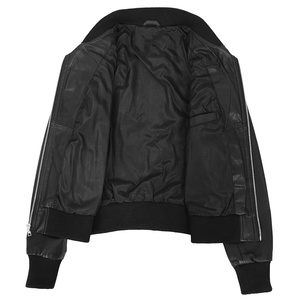 Chaqueta de Moto de piel de cordero genuina negra para mujer, bombardero de invierno bordado, cuello levantado, Material de forro acolchado, nailon de seda - Product Image 5