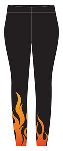 Leggings de yoga de cintura alta y largo completo con estampado de llamas y logo en la pierna derecha, sublimados, de spandex y poliéster. - Product Image 3