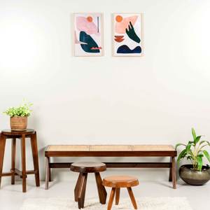 Tabouret de bar en bois massif de style moderne du milieu du siècle, avec assise ronde et base croisée, pour comptoir de bar - Product Image 3