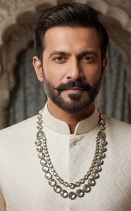 Designer Kundan Polki Groom Mala <b>Necklace</b> for Men Traditional Wedding Sherwani <b>Necklace</b> Ethnic Baraat Jewelry <b>Statement</b> Mala - Product Image 3