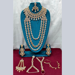 JeweleMarket Ethnic Gold Plated Austrian Crystal <b>Bridal</b> Jewelry <b>Set</b> with <b>Necklace</b> & <b>Earrings</b> for Women - Product Image 3