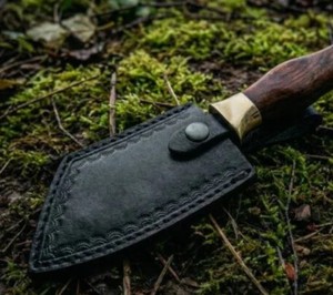 Edge Master Manufacture Handmade Cleaver Damascus Steel Wooden Handle Leather Sheath Dishwasher Safe Ambidextrous Modern Design - Product Image 6
