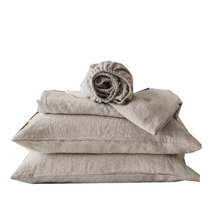 Parures de draps plats et ajustés personnalisées de couleur unie, lavables, pour hôpital, taille king, 100% lin français - Product Image 2