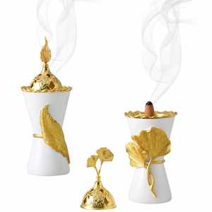 Luxury Gold Metal Ceramic Bakhoor Burner Arabic <b>Incense</b> Burner Home Decor <b>Incense</b> <b>Holder</b> - Product Image 1