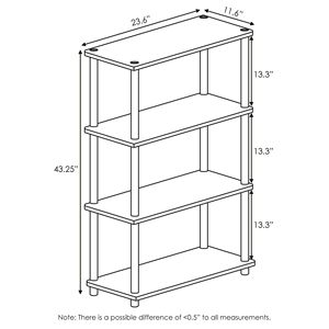 Estante de Exhibición de Alambre de 4 Niveles, Estilo Industrial, 24 Pulgadas de Ancho, Color Nogal, Estantes de Pared y Exhibición - Product Image 4