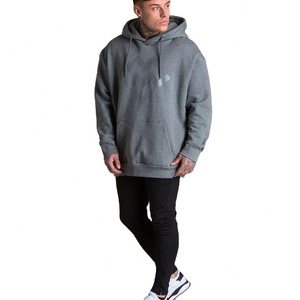 Custom Logo <b>Men</b> Heavyweight Fleece <b>Pullover</b> Hoodie Grey Oversized Streetwear Cotton Graphic Print Hoodies Sweatshirt OEM - Product Image 3