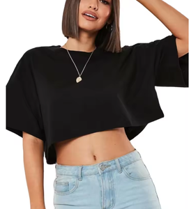 Top Corto de Algodón para Mujer, Manga Corta |   Camiseta Holgada para Yoga, Gimnasio, Entrenamiento, Fitness, Running, Danza y Deportes - Product Image 3