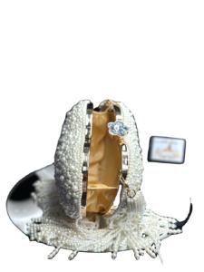 Bolso de Mano de Novia en Forma de Corazón con Cuentas de Terciopelo y Perlas Hechas a Mano para Moda Vintage con Cierre de Cremallera, Bolso de Fiesta, Estilo Indio - Product Image 6