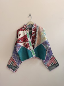 Boho Reversible Indian Kantha Jacket Indian Handmade Vintage Boho Short <b>Coat</b> For <b>Women</b> - Product Image 6