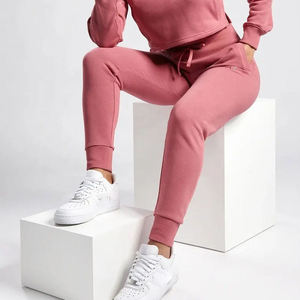 Women's Pink High Waist Skinny Joggers Full Length Elastic Waist Casual Autumn Style Knitted Cotton <b>Spandex</b> <b>Pants</b> Loose fit - Product Image 4