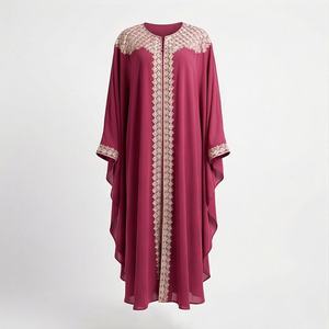Nouvelle robe longue en mousseline de soie Kaftan Abaya musulmane, ensemble deux pièces, taille plus, polyester, tailles personnalisables, vêtements modestes - Product Image 1