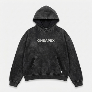 Sweat à capuche épais noir délavé pour homme, coupe oversize, style streetwear, en molleton, personnalisable, mode décontractée - Product Image 1