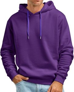 Sudadera con Capucha Morada Unisex, Corte Regular, Informal, Tejida, Manga Larga, Color Sólido, para Otoño - Product Image 4