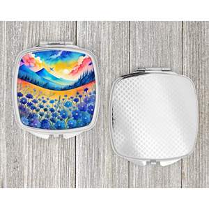 Coloré bleu bleuets miroir de maquillage de voyage compact pliant cadeau de conception de poche pour les femmes et les filles - Product Image 4