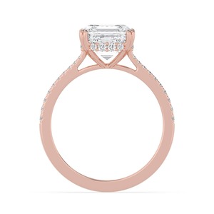 Bague de fiançailles en diamant de laboratoire rond et Asscher de 3,24 carats en or rose 10K, bijoux de mariage raffinés - Product Image 2