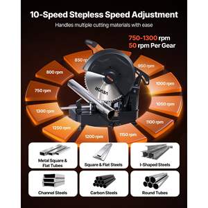 Cortadora de Acero Inoxidable de 14 Pulgadas con Cuchilla de Corte en Frío, Motor Potente sin Escobillas de 3500 W, Velocidad Ajustable de 750-1200 R/min - Product Image 5