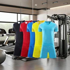 Wholesale Custom <b>Soccer</b> American Football Jerseys Breathable Quick Dry 100% Polyester V Neck Short Sleeve Team Uniform Set - Product Image 4