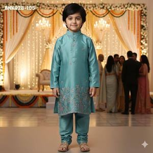 Colección de Ropa Festiva de Última Moda, Excelente Calidad, Satén Malai con Trabajo Daman, Colección de Kurta-Polo para Niños a Precio de Mayoreo - Product Image 1