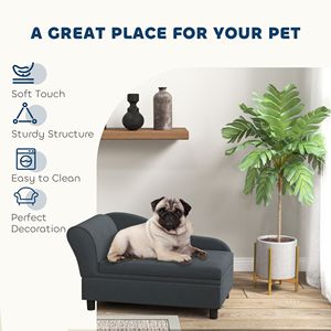 Divano Letto per Animali Domestici Grigio Scuro con Vano Portaoggetti per Gatti e Cani di Piccola Taglia, Arredamento per Gatti - Product Image 4