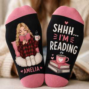 Personalized Unisex Socks Custom Printed Novelty Athletic Socks <b>Book</b> Lover Reading Theme Crew Socks custom OEM/ODM - Product Image 2