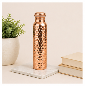 Bouteille d'eau en cuivre pur écologique de haute qualité, design martelé fait main, 1000 ml, anti-fuite, récipient ayurvédique, vaisselle - Product Image 3