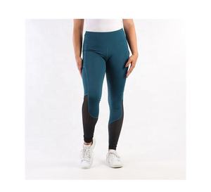 Women's High Waist Button Fly <b>Leggings</b> Dark Blue <b>Mesh</b> Panel Full Length Skinny Fit Spandex/Cotton Customized Color Wear - Product Image 3