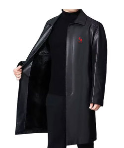 Solid Trader Premium Quality Light Weight <b>High</b> Quality Cozy Thermal Insulation Streetwear Fashion <b>Top</b> Mens Long <b>Leather</b> Jacket - Product Image 1