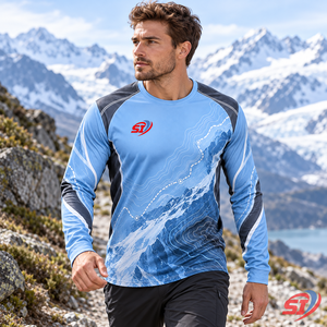 <b>Mens</b> Performance Quick Dry Long Sleeve Sports Tee Custom Lightweight Polyester/Cotton Running Gym <b>Shirt</b> Summer Supplier - Product Image 3