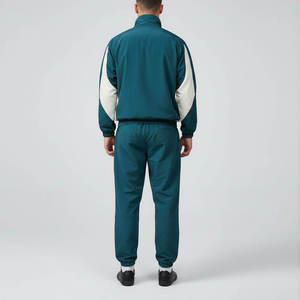 Ensemble de survêtement sportif pour homme, couleur turquoise, respirant, en polyester, veste et pantalon, col montant, coupe-vent, pour le printemps - Product Image 3