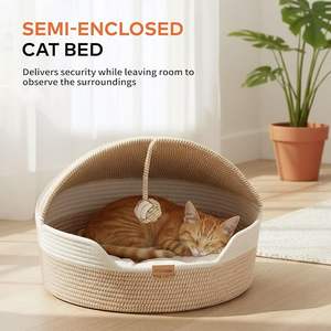 Cama cueva para gatos de interior, casa para gatos 3 en 1 con cojín lavable y pelota, cama rascador, linda cama de cuerda para gatitos y gatos grandes - Product Image 2
