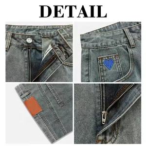 Washed Reverse Jorts Mens Casual Denim Shorts with Vintage Belt Chain Streetwear Baggy Jean Short - Product Image 3