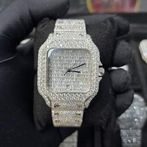Montre entièrement sertie de diamants, mouvement automatique, fabrication artisanale de luxe, montres hip-hop entièrement serties de diamants, montres en moissanite VVS pour hommes - Product Image 1