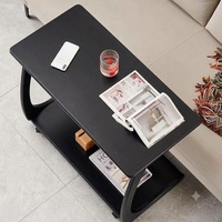 Bureau d'étude mobile en bois massif SINTERIOR MODERN avec roulettes - Table compacte pour ordinateur portable et table d'appoint pour bureau à domicile et chambre