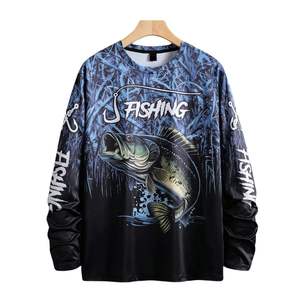 เสื้อตกปลาแบบสั่งทำพิเศษสำหรับผู้ใหญ่ ดีไซน์ OEM พิมพ์ลายแบบซับลิเมชั่น ป้องกันแสงแดดประสิทธิภาพสูง UPF 50 ผลิตจากผ้าสแปนเด็กซ์/โพลีเอสเตอร์ - Product Image 1
