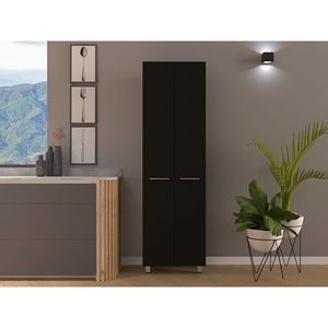 Armadio Dispensa con Cinque Ripiani Interni in Nero per Organizzazione della Cucina - Product Image 1