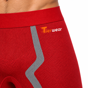 Leggings de compression rouges pour hommes Tiierwear, taille haute, longueur intégrale, sans couture, avec bande latérale côtelée, pantalon de sport, leggings de compression - Product Image 6