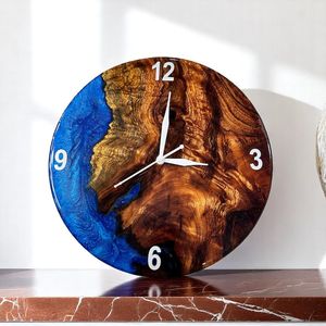 Blue Epoxy Resin Wooden Wall <b>Clock</b> Handcrafted Live Edge Wall Art One-of-a-Kind Resin Wood Decor Unique Rustic Timepiece. - Product Image 6