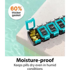 KLY Portapillole 7 Giorni, 1 Volta al Giorno, Sigillatura Impermeabile Migliorata, Scomparti Grandi per Vitamine e Pillole Grandi, Contenitore per Pillole - Product Image 3