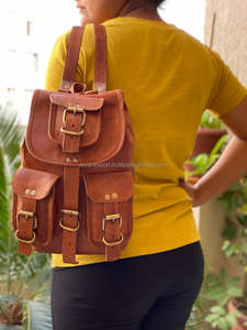 Réel De Chèvre Sac À Dos En Cuir Vintage Sacs Faits À La Main Brun Couleur Sac À Dos - Product Image 5