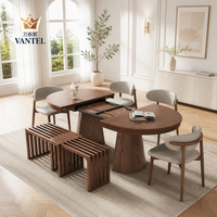 Table et chaises de salle à manger de style crème moderne Vantel pour projet résidentiel de villa de luxe, fournisseur d'usine OEM