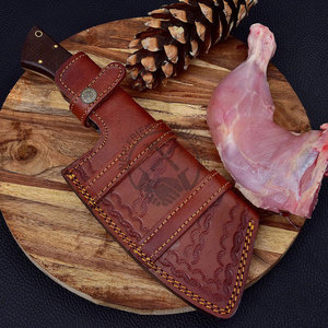 Brand New Edition Custom Handmade Damascus Steel Raindrop Surface Full Tang 7" Blade Meat Cleaver Knife w/Wood Handle - Product Image 6