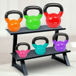 Kettlebell de vinilo contorneado personalizable 20kg de hierro fundido de alta calidad ajustable Fitness colorido recubierto de PVC