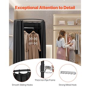 Nero 39X37X79 portatile spogliatoio spesse tende in poliestere per la Privacy spazio ombreggiatura gancio per il centro commerciale Boutique sarto - Product Image 4