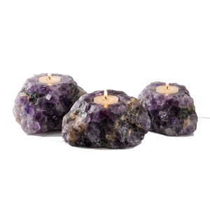 Portavelas de Piedra Natural Tallada a Mano de Cristal de Amatista, Gema de Ágata Curativa, Venta al por Mayor - Product Image 5