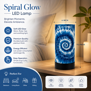 Blue Spiral Glow LED Table Lamp <b>USB</b> Powered Modern Bedside <b>Night</b> <b>Light</b> Decorative Accent Lamp for Bedroom Living Room Office - Product Image 5