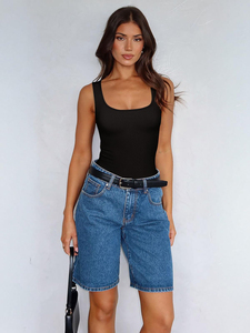 <b>Bodysuit</b> Breathable Ribbed Body Shaper Jumpsuit Tummy <b>Control</b> Scoop Neck Sleeveless Slimming Basic Tops Going Out Outfits Summer - Product Image 6